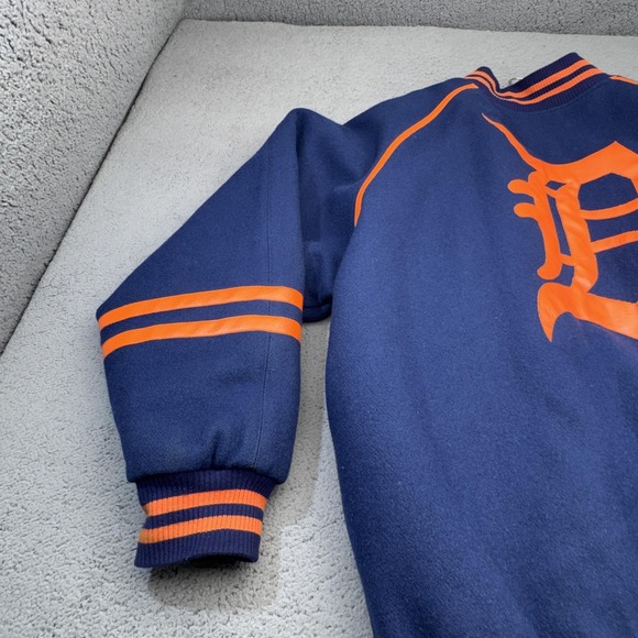 Detroit Tigers Jacket Mens 6XL Blue MLB Baseball Wool Leather JH Design USA - Picture 14 of 16